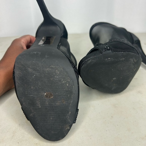 Le Chateau Black Gem Rhinestone Open Toed Heels - Picture 6 of 9